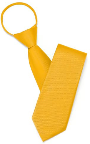 Puistr Pre Tied Adjustable Yellow Zipper Ties for Men 3.15 Womens Solid Color Necktie Business and Wedding with Gift Box