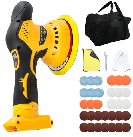 luolety Cordless Car Buffer Polisher for Dewalt, 6 Inch Brushless Car Polishing Machine Kit, 8 Variable Speed 5500RPM Orbital Polisher for Auto Detailing Waxing Scratch Removing (No Battery)