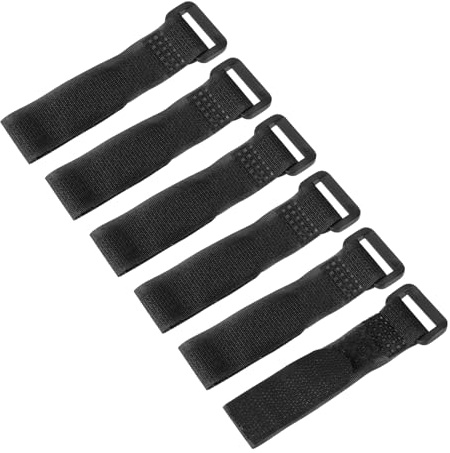 QUARKZMAN 6 Pc Fascette Regolabili Riutilizzabili per Batteria 20mm x 150mm Nylon Fascette Multiuso per Fissaggio Batteria con Gancio e Chiusura a Strappo FPV Drone RC Barca Auto, Nero