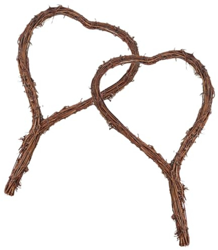 Homoyoyo Guirnalda De Ratán En Forma De Corazón Hecho a Mano, Diámetro 15 Cm, Material Natural De Ramas De Vid, para Decoración DIY, Adornos Navideños y Manualidades, Pack De 2 Unidades