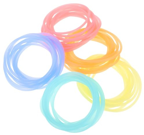 Toyvian 50pcs Glow Dark Silicone Jelly Bracelets Outdoor Toys Bean Bags for Tossing Toss Mental Sticks Toss Rings Jelly Bracelets Bulk Giant Games