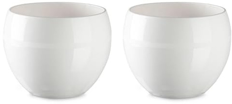 AC - Pack de 2 Macetas Redondas - Diseño Coco (Ø 20 cm) - Fabricado en plástico - Ideal para jardín Exterior, terraza o balcón - Color Blanco Roto