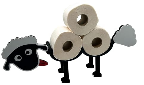 Toilettenpapierhalter Schaf freistehend personalisierbar – Klopapierhalter | 3D-Druck in Schwarz, für 3 oder 10 Rollen wählbar, kein Bohren – ideal für Bad, Gäste-WC & Ferienwohnung