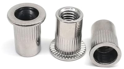 Staffe pieghevoli per mensole, Inserto dado for rivetti filettati a testa piatta in acciaio inossidabile 316 Nutsert Argento M3-M12 20 pezzi(M4)