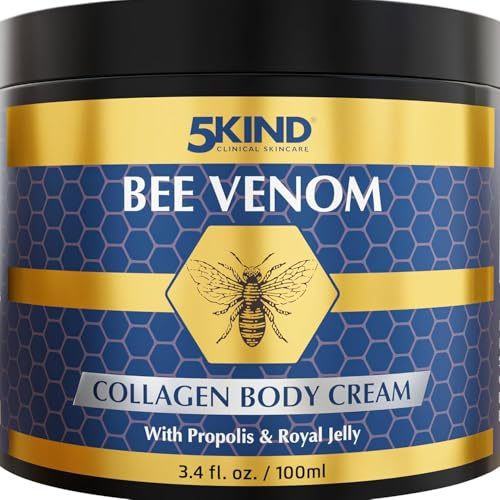 5Kind Crema corporal de colágeno con veneno de abeja 100 ml | Con propóleo y jalea real Crema reafirmante corporal de colágeno con veneno de abeja - Bee Venom Cream