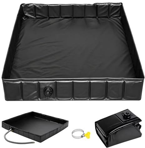 dellyy Faltbare Duschbasis Tragbare, 104×104 cm Duschwanne mit Ablaufschlauch, Camping Dusche Auffangwanne mit Ablauf, Duschzelt Basis für Camping Dusche, Outdoor Duschmatte für Garten