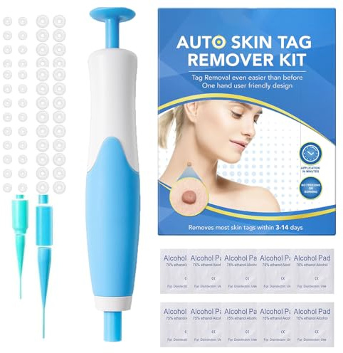 Hautanhängsel Entferner Komplettes Zubehör,Auto Tool Kit Skin Tag Remover, Sanft schmerzfrei für Gesicht Körper schnelle natürliche Ablösung alle Hauttypen,Blau