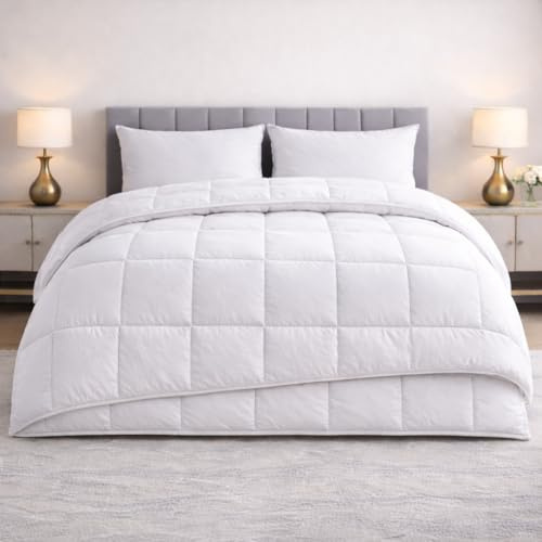 DECASATEXTIL Relleno Nórdico 4 Estaciones Cama 105 (180x220 cm) – Edredón Doble 150+300 gsm – Invierno y Verano – Microfibra Transpirable e Hipoalergénica – Blanco – Diseño en Caja