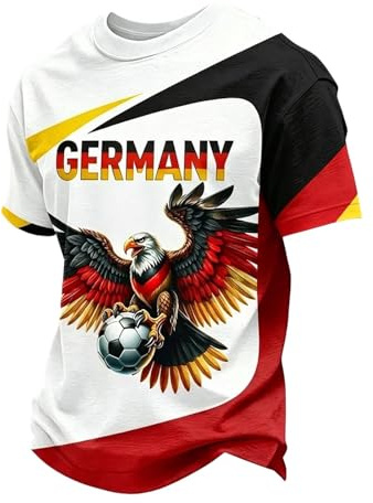 Generisch Deutschland Trikot Wm Deutschland Trikot 2026 Poloshirts Für Herren Herrenhemd mit Deutschem Flaggenprint,Geeignet Für Alltag,Festivals Und Wettkämpfe Hemd Sportshirt Trainingsshirt