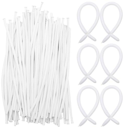 YOSADIER 200 Piezas Globos Largos de Látex Blancos para Modelar Flores y Animales, Fáciles de Usar Amplio Uso en Banquetes y Compromisos