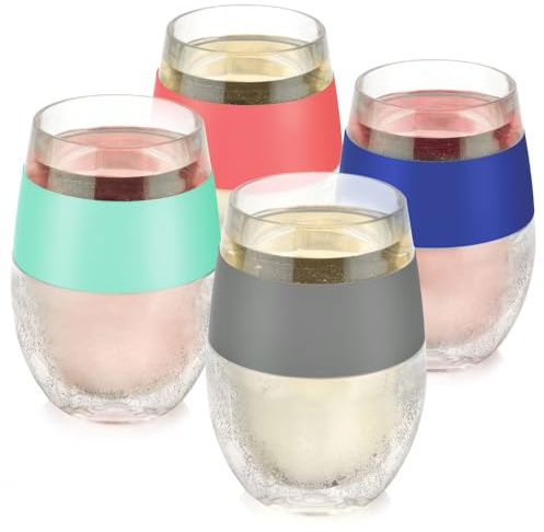 Värd dubbelvägg isolerad frys kylande tumlare med gel, glas för rött och vitt vin, silikon, blandade färger, 250 ml (8,5 oz)