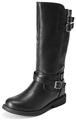 DREAM PAIRS KIDS Stivali Al Ginocchio Moda Equitazione Con Zip Laterale Per Ragazze Polacchini Comodi Stivaletti Bambina,Size 28.5,Nero,LUCKID-03