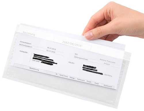 Netuno 1000 Lieferscheintaschen selbstklebend transparent lang 23,9x13,1 | A5 Lieferscheinhüllen & Begleitpapiertaschen für Lieferscheine & Rechnungen