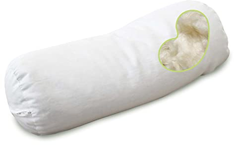 Bean Products Kapok Neck Roll Pillow for Sleeping – Hypoallergenic and Breathable Organic Cotton Fabric Neck Pillow – Soft and Supportive Pillow for Neck Pain Relief – Made in The USA, 4 x 12