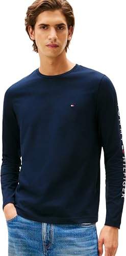 Tommy Hilfiger herr T-tröja Tommy logo långärmad, Öken himmel, XL