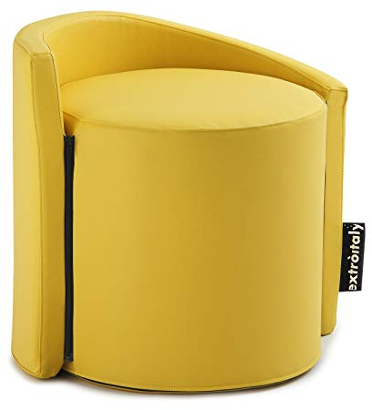 extroitaly Pouf Onda in Ecopelle Sfoderabile Giallo, per Sedersi Idrorepellente con Schienale Imbottito, Pouf Poltrona con Seduta Rigida e Indeformabile, Perfetto per Salotto Camera da Letto