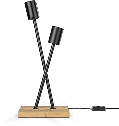 Paco Home Lampe Table Vintage E27 Lampe Salon Lampe À Poser Industriel Design Moderne LED Rétro Chambre À Coucher Bois