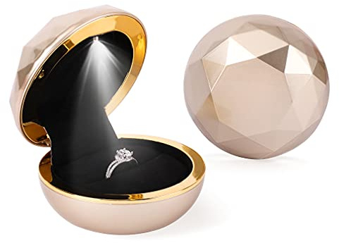 iSuperb Ring Box LED Ringe Box Schmuckschatulle Ohrringe Ring Geschenkbox Verlobung Ehering Boxen Schmuck Organizer Ringbox mit Lichtern Jewelry Gift Box for Ring