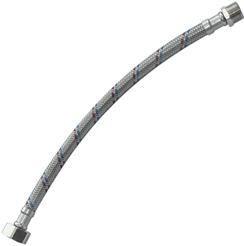 AERZETIX - C51088 - Schlauchleitungen 300mm 1/2'' weiblich - 3/8'' männlich - flexibler anschlussschlauch - flexibler verbindungsschlauch sanitär für wasserhähne badezimmer küche heizung