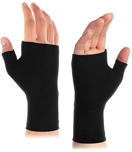 Geyoga 2 Pcs Supports de Poignet de Compression Attelle de Poignet de Pouce Orthèse de Pouce Respirant Attelle de Poignet Élastique Supports de Main pour Femme Homme Sport (Noir, M)