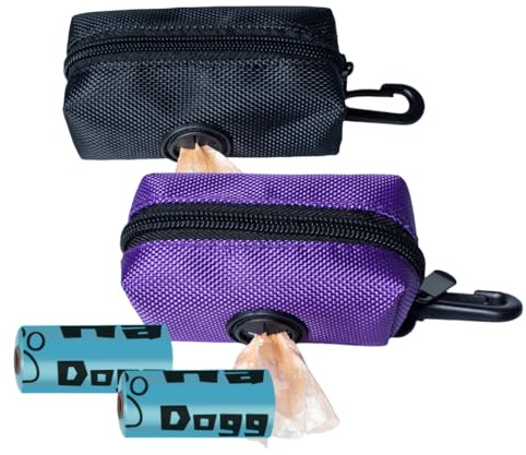 Hundbajspåse, 2 stycken husdjursväst rubbish Poop Bag hållare för koppel, universell hundbagdispenser med dragkedja, med 2 rullar bajspåse, för varje hundkoppel