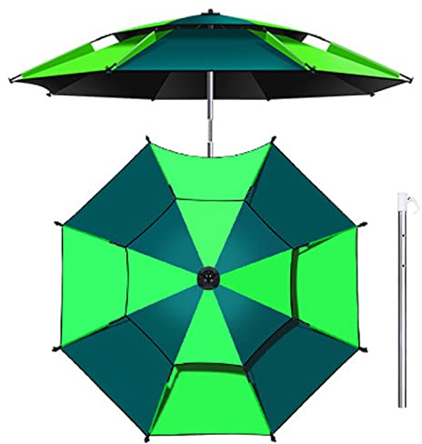 Ombrellone da Spiaggia Antivento Resistente Ombrellone da Giardino Più Dimensioni con Palo In Alluminio Rivestimento Tessuto Anti UV Regolazione A 360° (7 Colori)