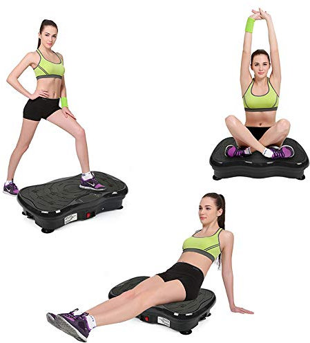 Plataforma giratoria oscilante para fitness, placa vibratoria 3D con 2 bandas de resistencia, plataforma oscilante, 5 modos de programación, 95 niveles, pantalla LCD, carga máxima 120 kg (Negro)