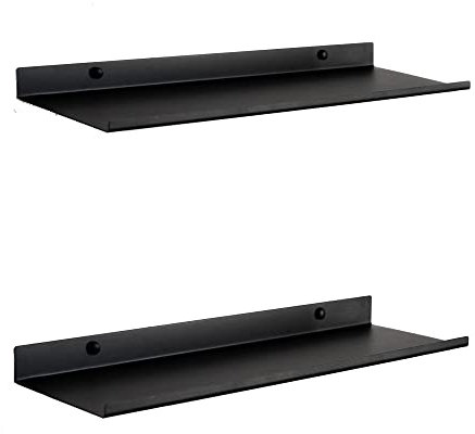 MILUKA Wandregal Schwarz aus Metall 50 cm | 2er Set | Schweberegal Modular | Badregal & Küchenregal | Hängeregal für Bücher, Organisation & Deko