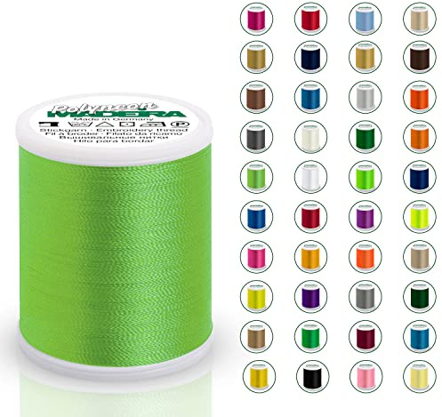 Madeira Polyneon 40 Original | 1.000 m Spule | Stickgarn für Stickmaschine | Maschinenstickgarn | Garn zum Sticken | Stickset (1748 Lime Green)