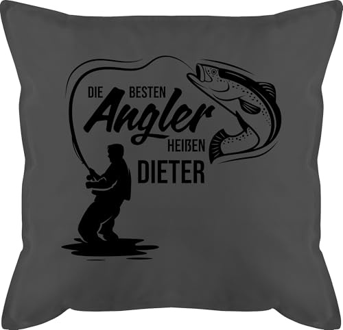 Kissen 50x50 - Die besten Angler heißen Name I Geschenk Angler I Vatertagsgeschenk Angeln I Angelzubehör personalisiert I Angelgeschenkideen I Angel Geschenk für Männer I Fischer - 50 x 50 cm