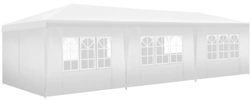 tectake® Tendone per Feste, Padiglione Gazebo Esterno Resistente con 8 Pezzi Laterali, Gazebo da Esterno con Finestre, Gazebo Impermeabile, Resistente ai Raggi UV, 900 x 300 x 250 cm - Bianco