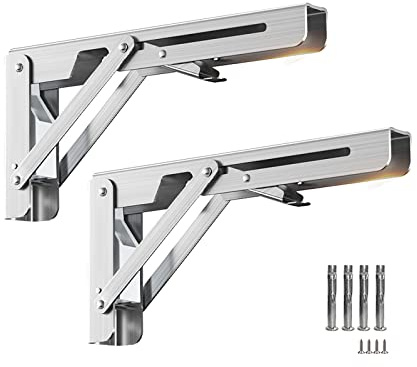 2 Stück Klappkonsole Schwerlast, Edelstahl Klappträger Regalträger Platzsparende DIY Halterung, Tragkraft 150kg (500mm/20in)