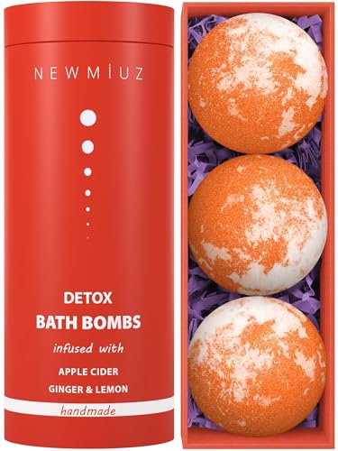 Bombes de bain moussant naturelles aux huiles essentielles de pomme, cidre, gingembre et citron.Coffrets extra larges de bombes de bain relaxantes et hydratantes pour homme et femmes.