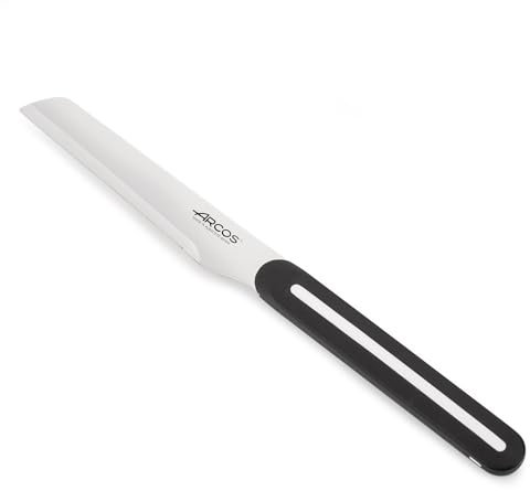 Arcos Serie LINEA - Cuchillo Mondador | Filo Microdentado | Hoja 100 mm | Mango Ergonómico | Diseño Moderno y Rendimiento Excepcional | Empaquetado Cartón Reciclado | Mango Color Negro