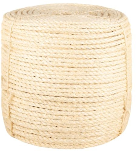 'vidaXL Robust 100% Natural Sisal Rope, 8mm Diameter, Multipurpose Use for DIY Crafts, Cat Scratching Posts, Gardening, Landscaping, Shipping - 25m Length