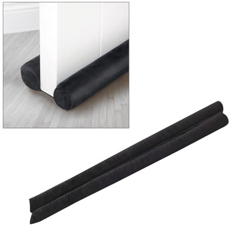 VOSSBACH Mikrofaser Tür Zugluftstopper Schwarz mit Doppeldichtung Türdichtung Türisolierung Dichtung Isolierung Windstopper