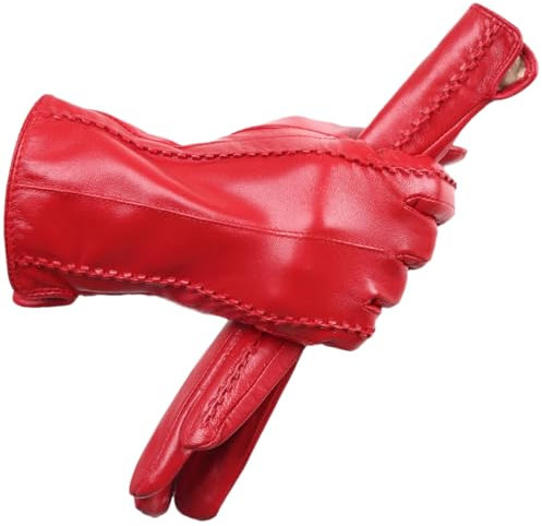Dcvmvmn Damen Winter Touchscreen Lederhandschuhe Frauen Lederhandschuhe halten warm Lederhandschuhe, Rot/Ausflug, einfarbig (Getaway Solids), 8.5