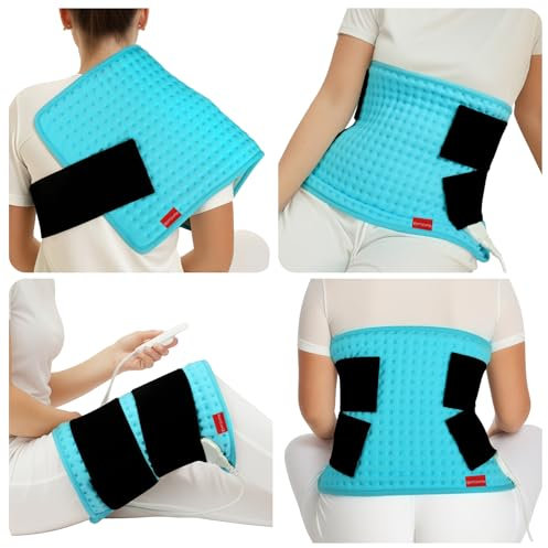 Comfytemp 9 Wärmestufen Heizkissen mit 1-9h Abschaltautomatik,31 x 61cm Wärmekissen mit 2 Klettband, Tragbar Wärme für Rücken Schulter Bein Arm,Waschbare Heizdecke mit 2,7 m Kabel