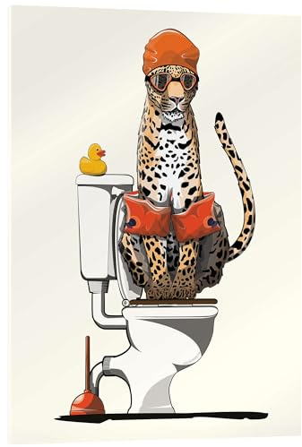 Posterlounge Leopard auf der Toilette Acrylglasbild | 30 x 40 cm von Wyatt9 Wandbilder Wanddeko