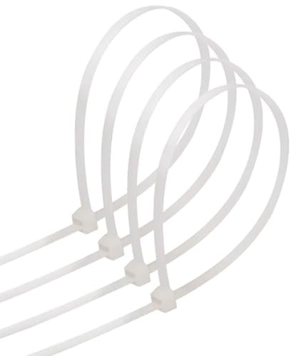 bridas de poliamida (40 uds) 3,6 x 200 mm, blancas, resistentes y flexibles, ideales para organizar cables y fijar objetos.