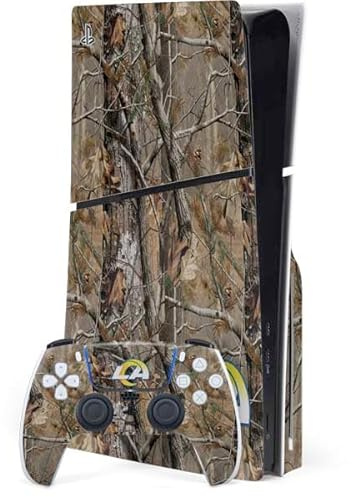 Skinit Decal Gaming Skin Compatible with PS5 Slim Disk Bundle - Officially Licensed NFL Los Angeles Rams Realtree AP Camo Design