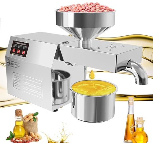 Automatic Oil extractor,Cold Hot Press Food Grade Stainless Steel Oil Extractor,Industrial Oil pressing machine,Organic Oil Press Machine for Commercial Home Kitchen,220V