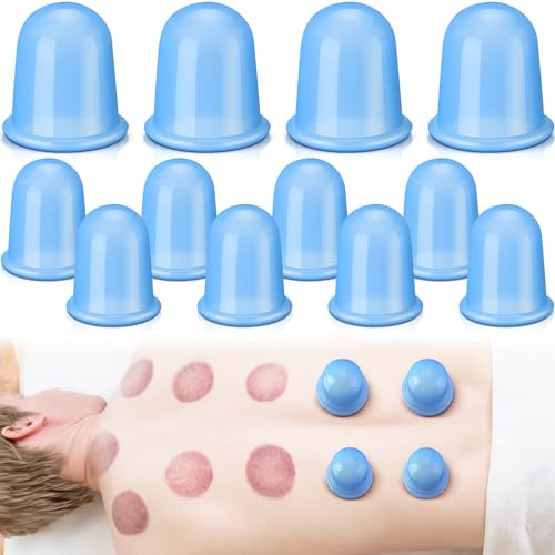 TrelaCo Juego de 12 piezas de terapia de ventosas de 2 tamaños, kit de ventosas de silicona anticelulítica para terapia de masaje, juego de terapia de ventosas, ventosa al vacío para alivio de la