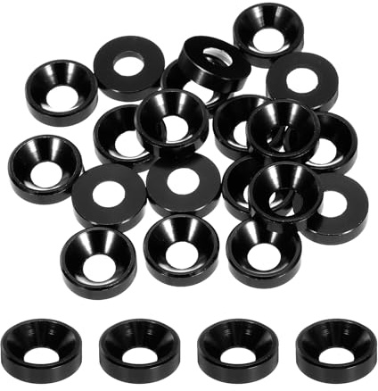 QUARKZMAN M5 Kegelbecher Senkscheiben, Lochdurchmesser 5,1 mm/0,2, Aluminium-Dichtungen, Becherscheiben-Dichtung für Schraube RC/FPV/PC/Drone/Mechanische Zubehör Modellteile, 20pcs (Schwarz)