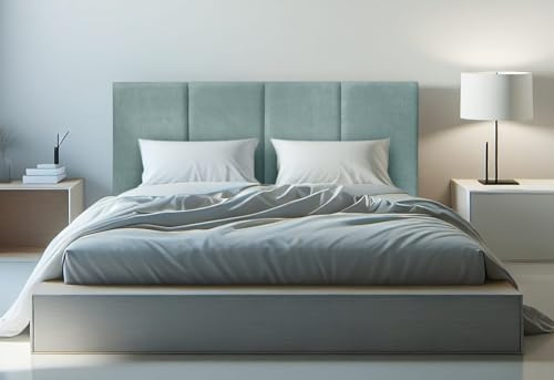 DecorQUALITY cabeceros Cama 135 Granada - Cabezal Tapizado Acolchado de Tela Antimanchas - Cabecero Premium Dormitorio (Verde 135x125 cm)