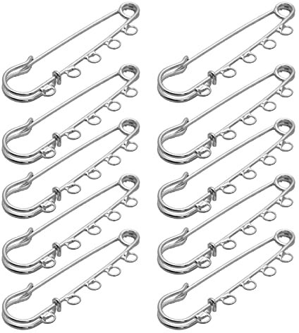 VOCUE 10 robuste Broschennadeln mit 5 Löchern für Decken, Röcke, Kilts, Strickstoff, Bastelbroschen