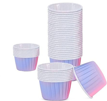 Pirottini per muffin di carta, per cupcake, con rivestimento antiaderente, in pellicola di alluminio, per cupcake, dessert, compleanni, matrimoni, feste (Rosa e blu, 50 pezzi)