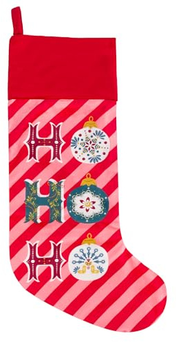 furn. Bedruckter Weihnachtsstrumpf aus Samt mit Aufschrift Ho, rot, 29 x 27cm