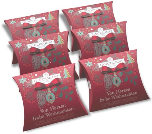 Glückslicht in der weihnachtlichen Geschenkbox mit der ausgestanzten Schleife | Edition Herzlich | Von Herzen frohe Weihnachten | 6er-Set