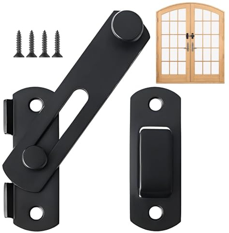Garage Door Lock Gate Bolt Latch, Black, Stainless Steel, 1PCS | Thicker, Sliding Door Lock, Flip Gate Latches, For Wine Cabinet Outdoor Garage Window Garden Closet Door
